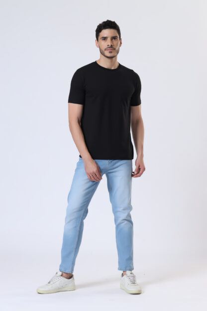 Half Sleeve Round T Shirt For Men - Midnight Black - Image 3