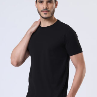 Half Sleeve Round T Shirt For Men - Midnight Black