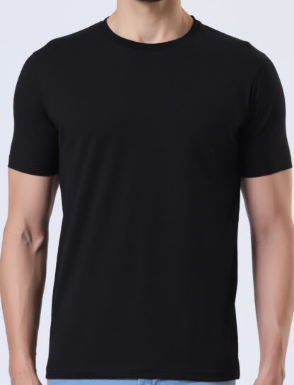 Half Sleeve Round T Shirt For Men - Midnight Black - Image 5