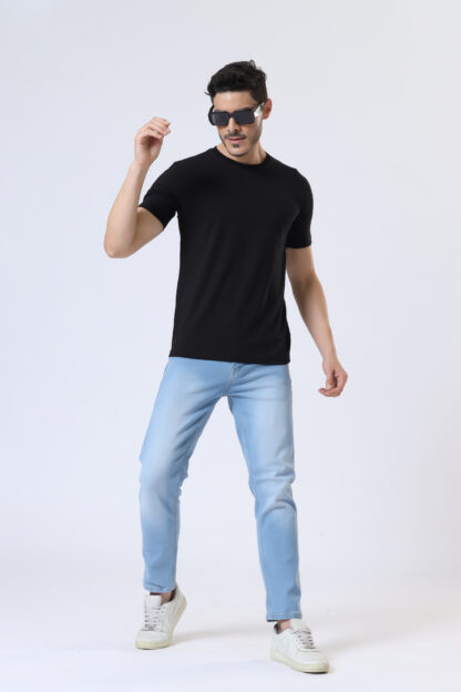 Half Sleeve Round T Shirt For Men - Midnight Black - Image 2