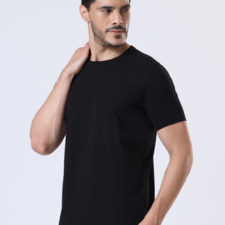 Half Sleeve Round Neck T Shirts For Men - Midnight Black