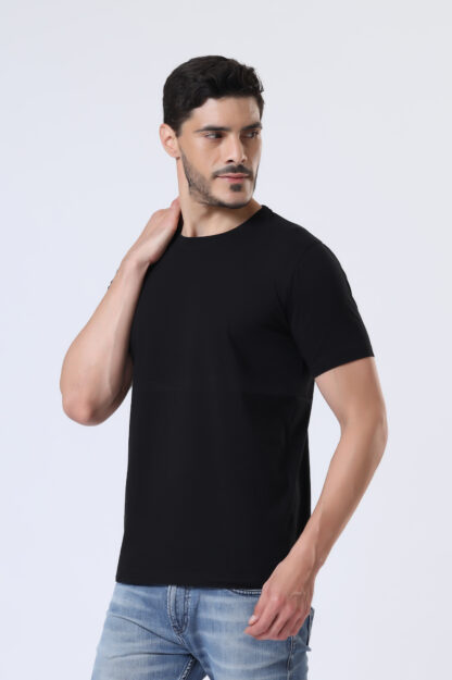 Half Sleeve Round Neck T Shirts For Men - Midnight Black