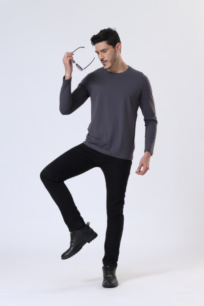 Plains Forever Round T Shirt For Men - Midnight Grey - Image 6