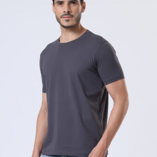 Half Sleeve Round Neck T Shirts For Men - Midnight Grey