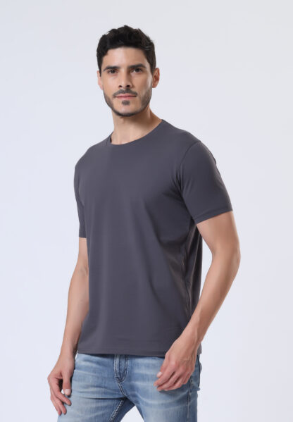 Half Sleeve Round Neck T Shirts For Men - Midnight Grey