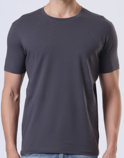 Half Sleeve Round Neck T Shirts For Men - Midnight Grey - Image 4