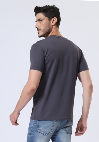 Half Sleeve Round Neck T Shirts For Men - Midnight Grey - Image 5