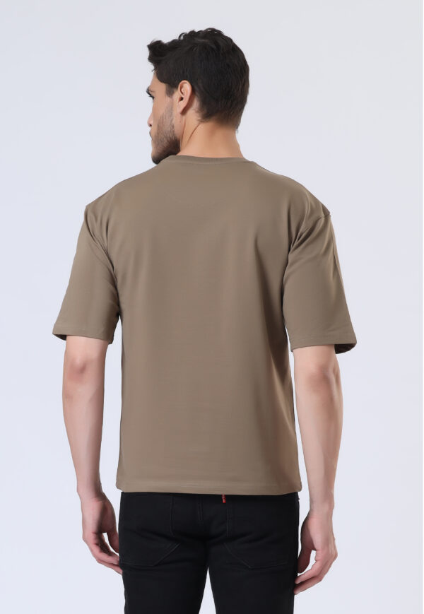 Looper Drop Shoulder Half Sleeve Round Neck T Shirts For Men - Police Khakhi - Image 6
