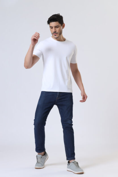 Half Sleeve Round T Shirt For Men - Pure White - Image 2