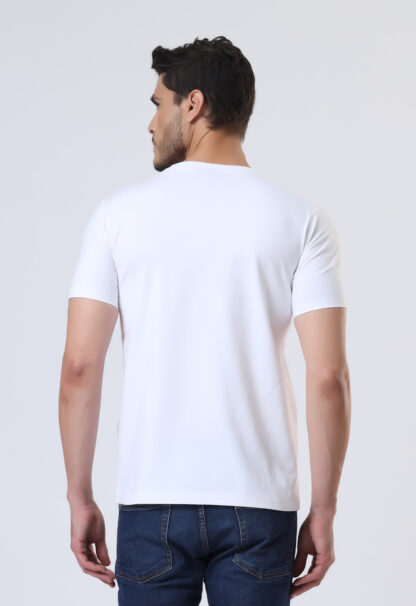 Half Sleeve Round T Shirt For Men - Pure White - Image 4