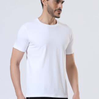 Half Sleeve Round Neck T Shirts For Men - Pure White