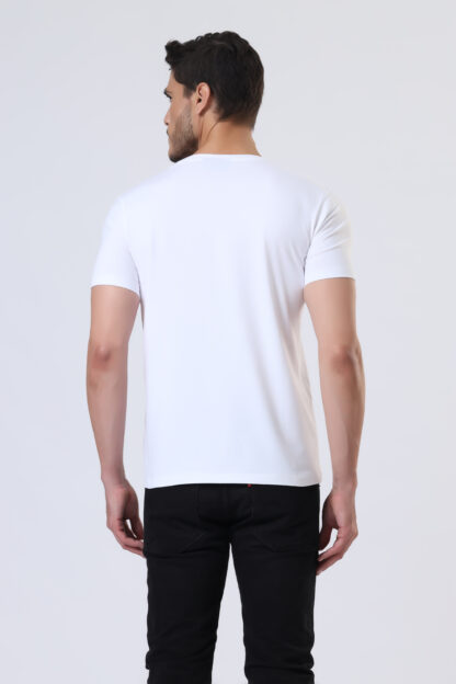 Half Sleeve Round Neck T Shirts For Men - Pure White - Image 4