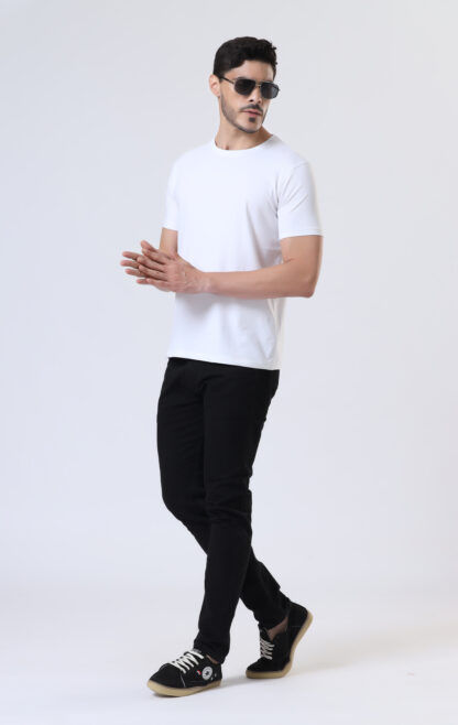 Half Sleeve Round Neck T Shirts For Men - Pure White - Image 3