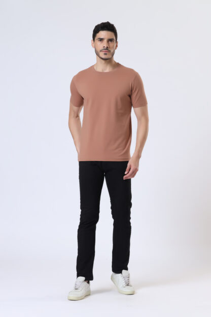 Half Sleeve Round T Shirt For Men - Raw Carrot - Image 3