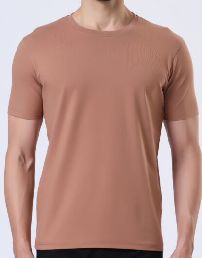 Half Sleeve Round T Shirt For Men - Raw Carrot - Image 5