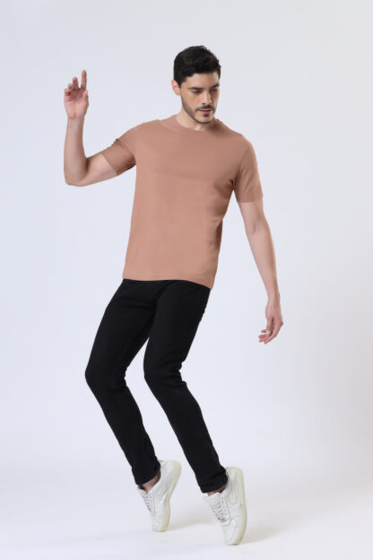 Half Sleeve Round T Shirt For Men - Raw Carrot - Image 2