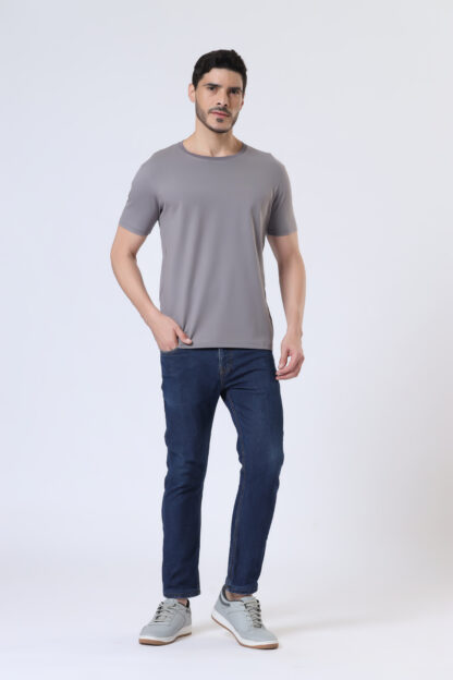 Half Sleeve Round T Shirt For Men - Rust Grey - Image 3
