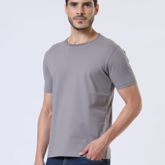 Half Sleeve Round T Shirt For Men - Rust Grey