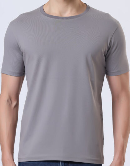 Half Sleeve Round T Shirt For Men - Rust Grey - Image 5