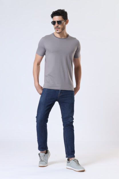 Half Sleeve Round T Shirt For Men - Rust Grey - Image 2