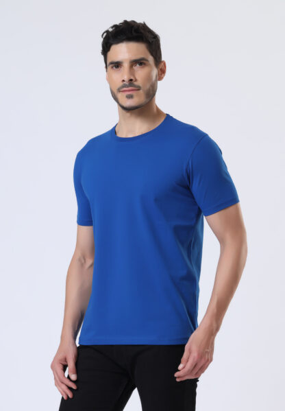 Half Sleeve Round T Shirt For Men - Sapphire Blue