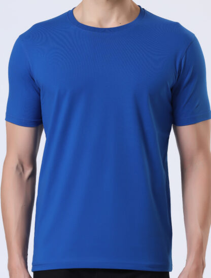 Half Sleeve Round T Shirt For Men - Sapphire Blue - Image 4