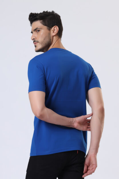 Half Sleeve Round T Shirt For Men - Sapphire Blue - Image 5