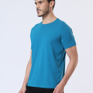 Half Sleeve Round Neck T Shirts For Men - Sapphire Blue