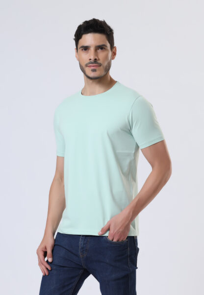 Half Sleeve Round T Shirt For Men - Sea Green