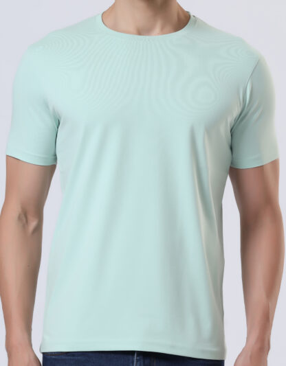 Half Sleeve Round T Shirt For Men - Sea Green - Image 3