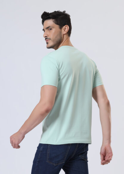 Half Sleeve Round T Shirt For Men - Sea Green - Image 2