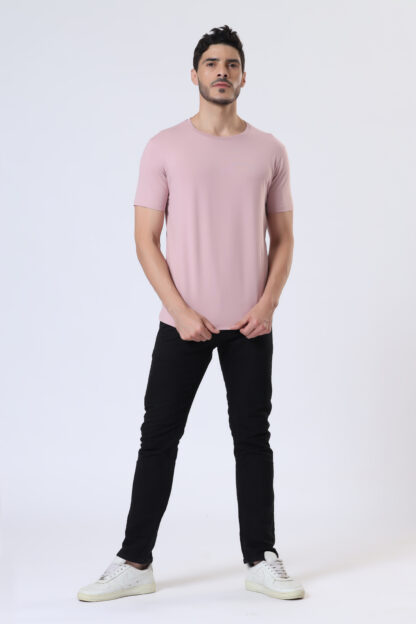 Half Sleeve Round T Shirt For Men - Soft Pink - Image 6