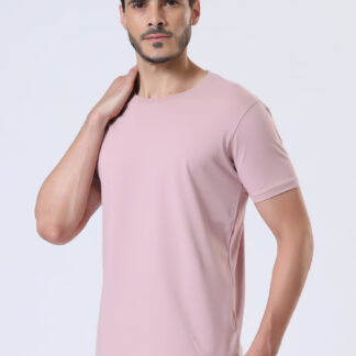 Half Sleeve Round T Shirt For Men - Soft Pink
