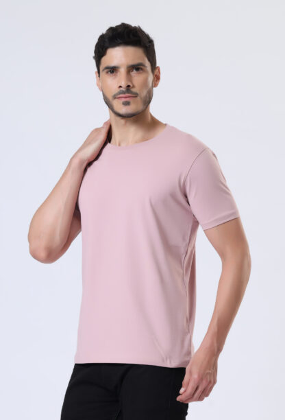 Half Sleeve Round T Shirt For Men - Soft Pink