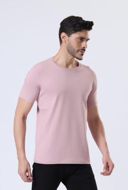 Half Sleeve Round T Shirt For Men - Soft Pink - Image 5