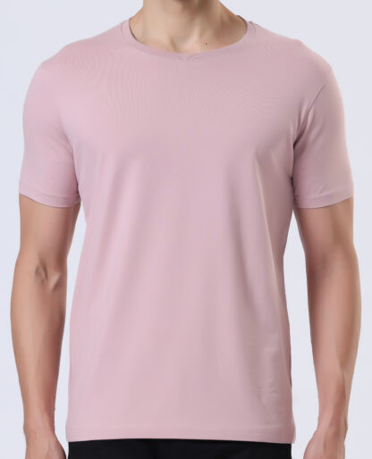 Half Sleeve Round T Shirt For Men - Soft Pink - Image 4