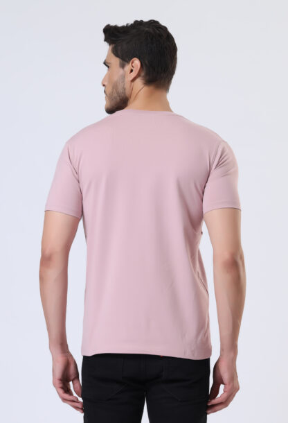 Half Sleeve Round T Shirt For Men - Soft Pink - Image 3