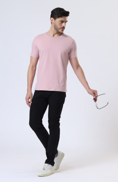 Half Sleeve Round T Shirt For Men - Soft Pink - Image 2