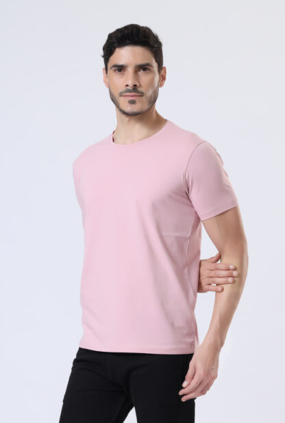 Half Sleeve Round Neck T Shirts For Men - Soft Pink