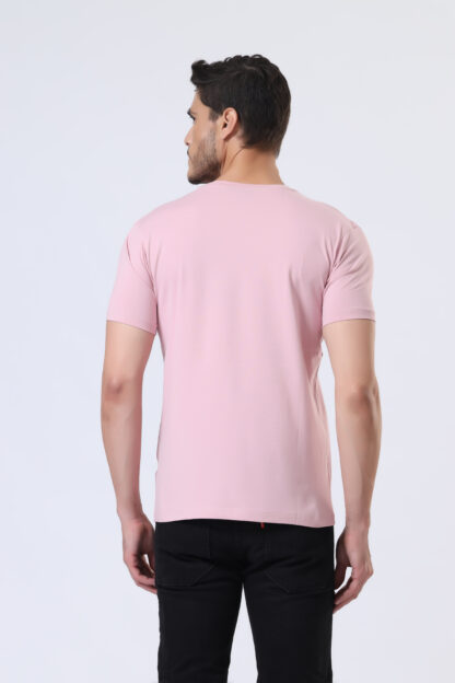 Half Sleeve Round Neck T Shirts For Men - Soft Pink - Image 3