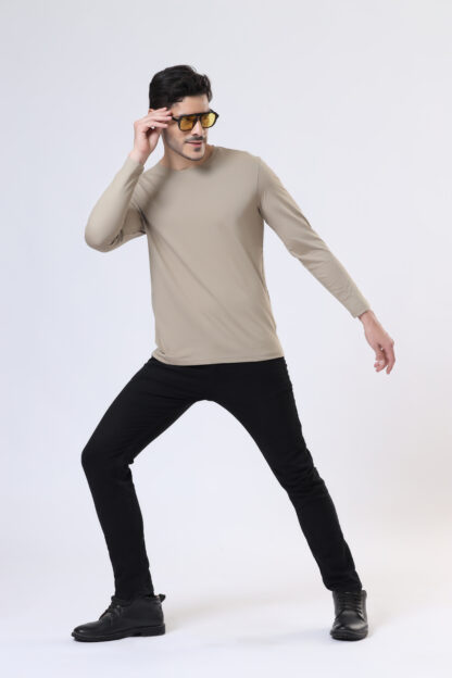 Plains Forever Round T Shirt For Men - Sporty Beige - Image 4