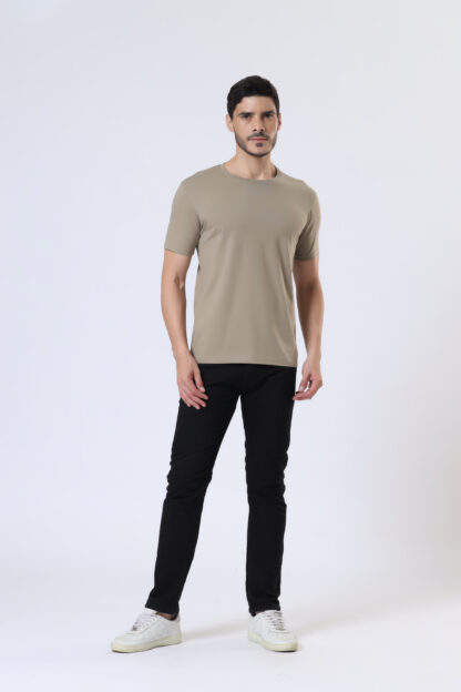 Half Sleeve Round T Shirt For Men - Sporty Beige - Image 2