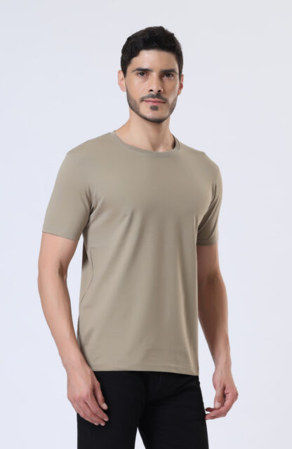 Half Sleeve Round T Shirt For Men - Sporty Beige - Image 3