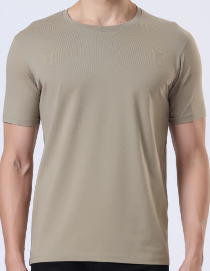 Half Sleeve Round T Shirt For Men - Sporty Beige - Image 4