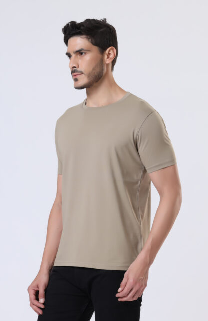 Half Sleeve Round Neck T Shirts For Men - Sporty Beige