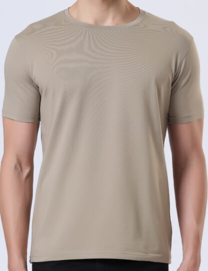 Half Sleeve Round Neck T Shirts For Men - Sporty Beige - Image 4
