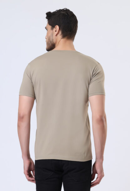 Half Sleeve Round Neck T Shirts For Men - Sporty Beige - Image 5