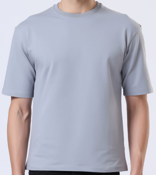 Looper Drop Shoulder Half Sleeve Round Neck T Shirts For Men - Upper Sky - Image 3