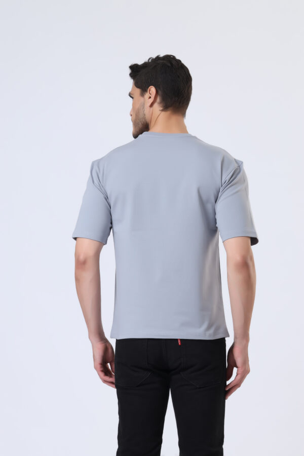 Looper Drop Shoulder Half Sleeve Round Neck T Shirts For Men - Upper Sky - Image 4
